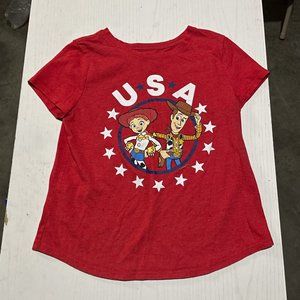 girls disney toy story USA red tee medium